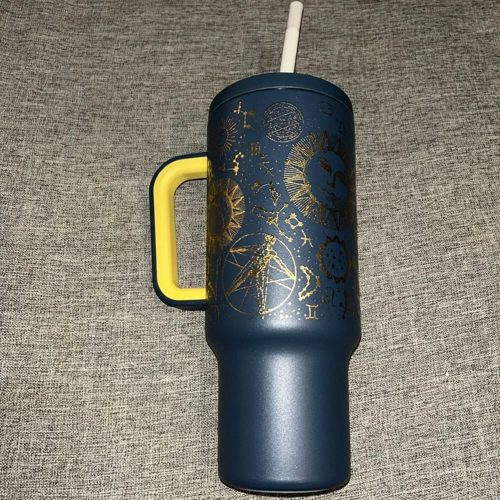 Meoky 40 oz Tumbler with Handle and Straw, Lid 40oz, Tarot New W/Box